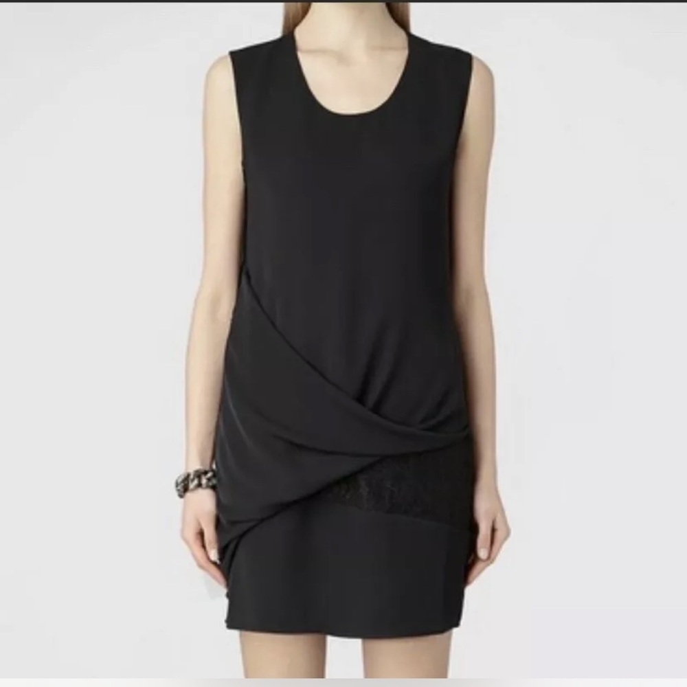 All Saints Black Safia Twisted Front Dress RTM